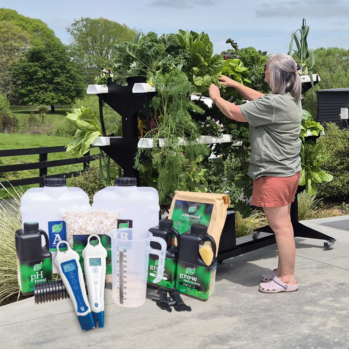 Outdoor Hydroponic Tower, Full Package - 48 Plant